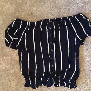 H&M Striped Off-The-Shoulder Top